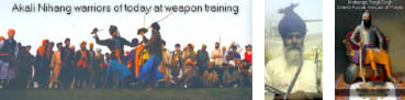 Sikh warriors at weapons training