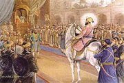 Gur Gobind Singh riding into Mughal Darbar